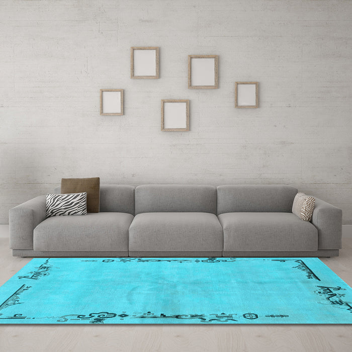 Machine Washable Abstract Light Blue Modern Rug in a Living Room, wshabs3150lblu