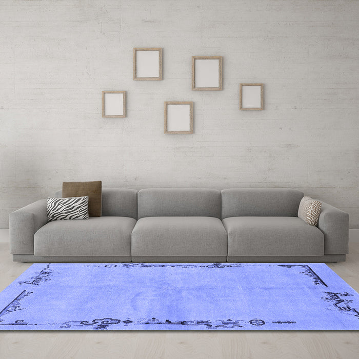 Machine Washable Abstract Blue Modern Rug in a Living Room, wshabs3150blu