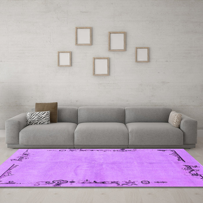 Machine Washable Abstract Purple Modern Area Rugs in a Living Room, wshabs3150pur