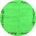 Round Abstract Green Modern Rug, abs3150grn