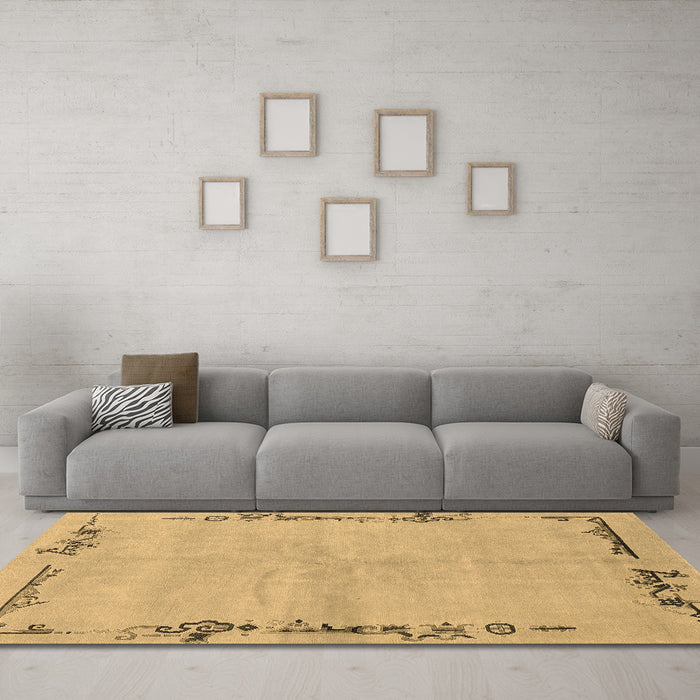 Machine Washable Abstract Brown Modern Rug in a Living Room,, wshabs3150brn