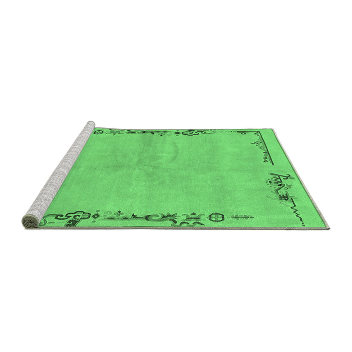 Sideview of Machine Washable Abstract Emerald Green Modern Area Rugs, wshabs3150emgrn
