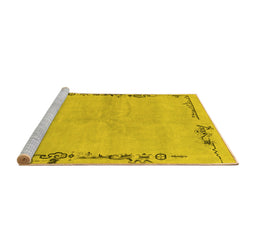 Sideview of Machine Washable Abstract Yellow Modern Rug, wshabs3150yw