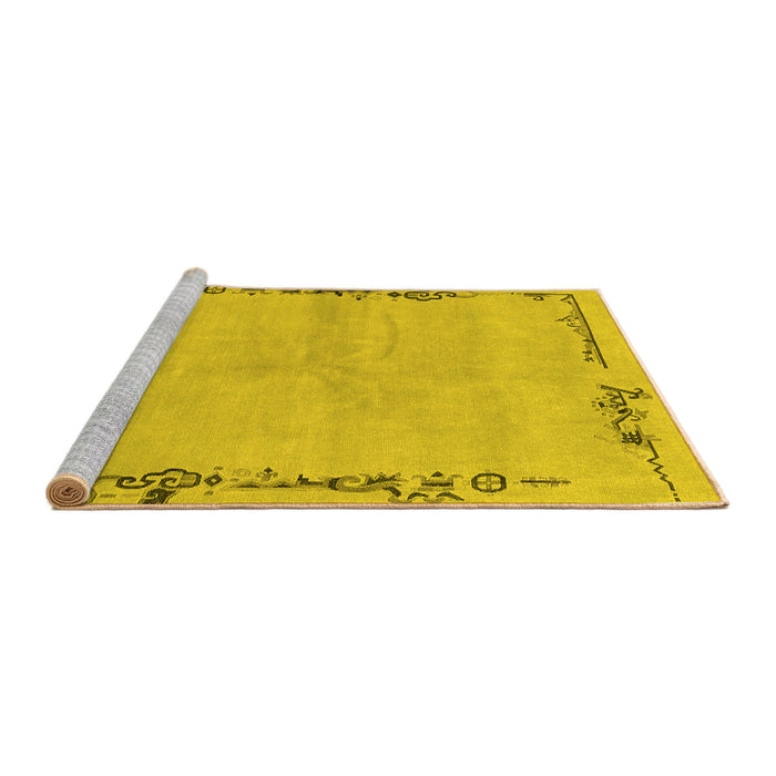 Sideview of Machine Washable Abstract Yellow Modern Rug, wshabs3150yw