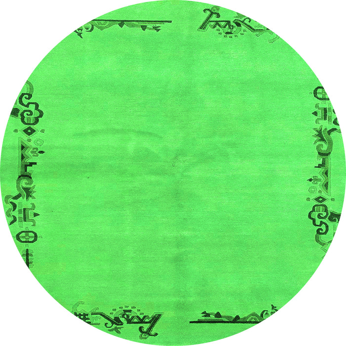 Round Machine Washable Abstract Green Modern Area Rugs, wshabs3150grn