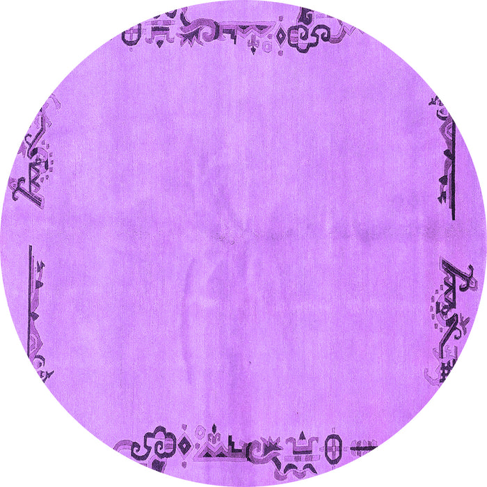 Round Abstract Purple Modern Rug, abs3150pur