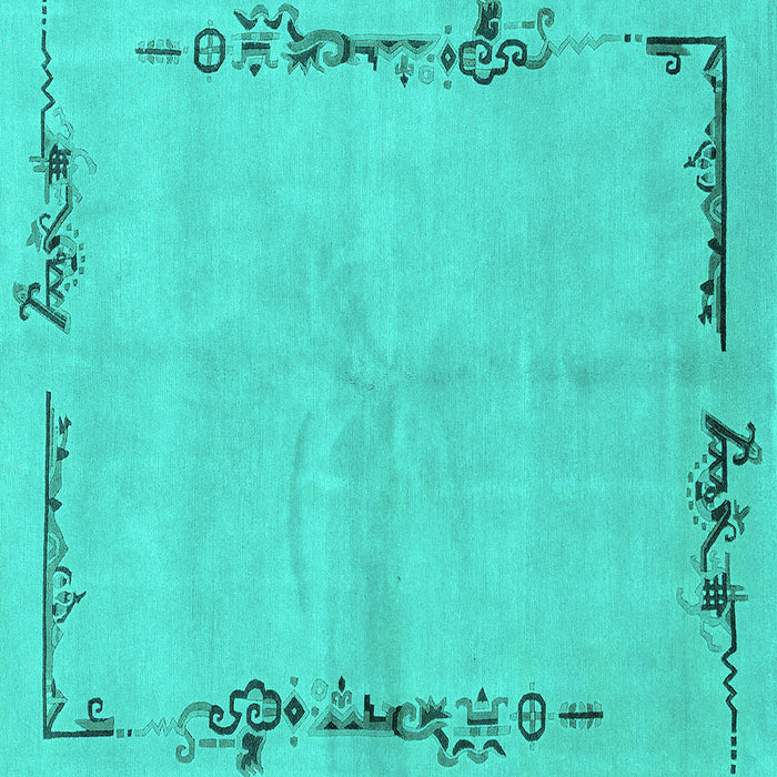 Square Abstract Turquoise Modern Rug, abs3150turq