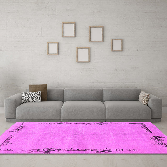 Machine Washable Abstract Pink Modern Rug in a Living Room, wshabs3150pnk