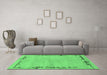 Machine Washable Abstract Emerald Green Modern Area Rugs in a Living Room,, wshabs3150emgrn