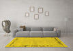 Machine Washable Abstract Yellow Modern Rug in a Living Room, wshabs3150yw