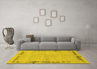 Machine Washable Abstract Yellow Modern Rug, wshabs3150yw