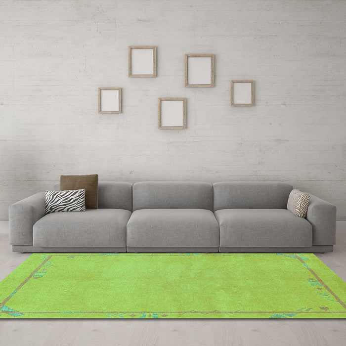 Machine Washable Abstract Turquoise Modern Area Rugs in a Living Room,, wshabs3151turq