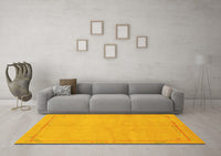 Machine Washable Abstract Yellow Modern Rug, wshabs3151yw