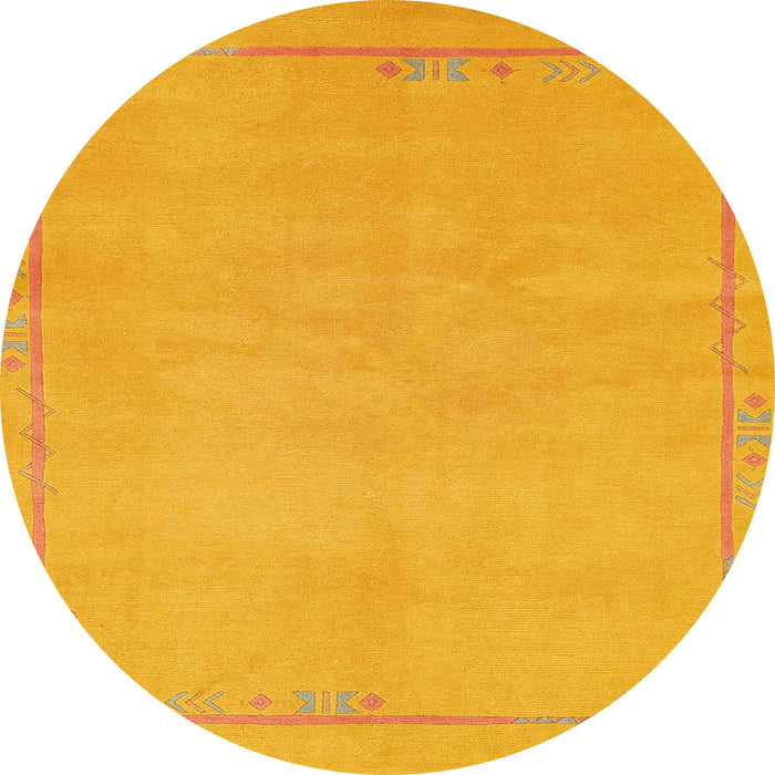 Round Machine Washable Abstract Orange Rug, wshabs3151