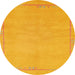 Round Machine Washable Abstract Orange Rug, wshabs3151