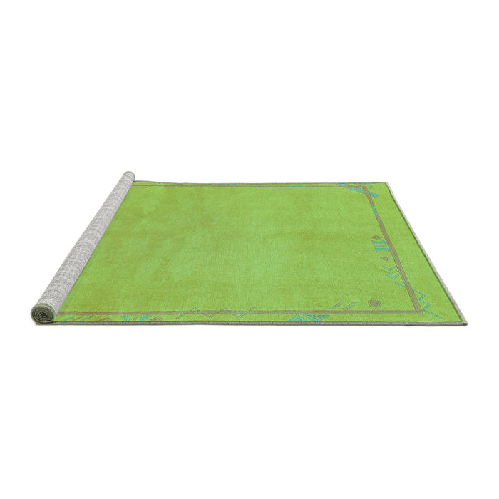 Sideview of Machine Washable Abstract Turquoise Modern Area Rugs, wshabs3151turq