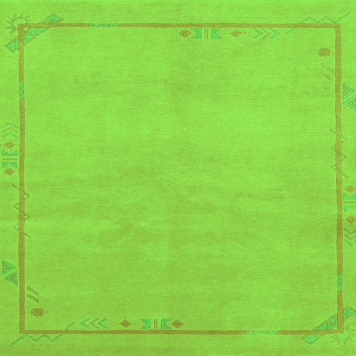 Square Machine Washable Abstract Green Modern Area Rugs, wshabs3151grn