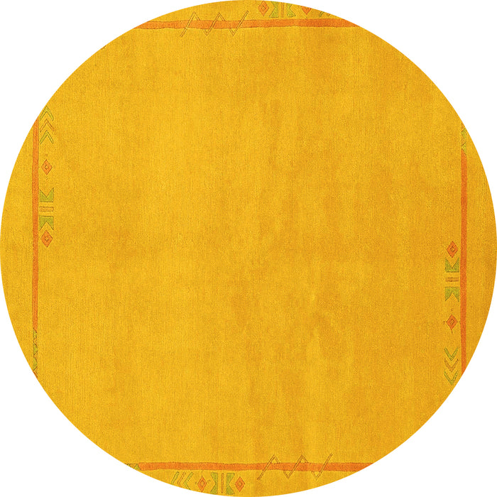 Round Abstract Yellow Modern Rug, abs3151yw