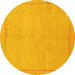 Round Abstract Yellow Modern Rug, abs3151yw