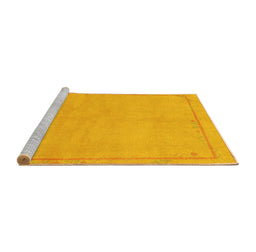 Sideview of Machine Washable Abstract Yellow Modern Rug, wshabs3151yw