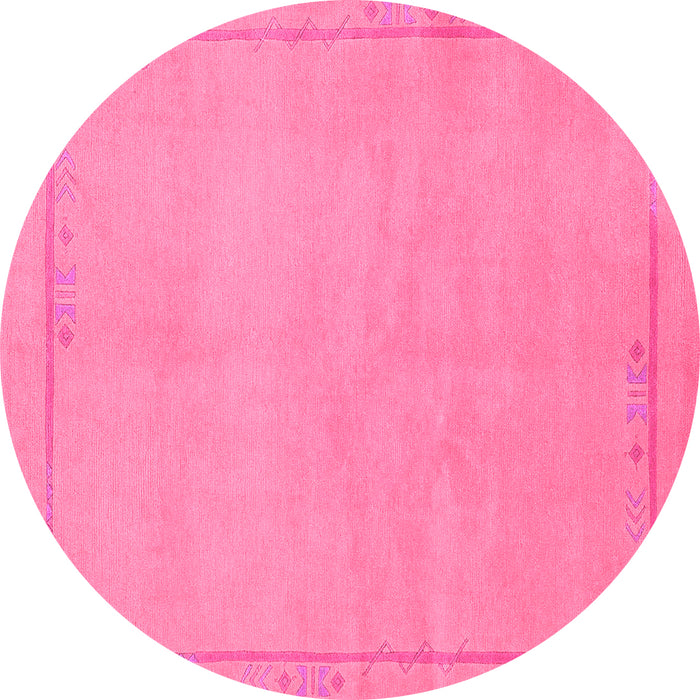 Round Abstract Pink Modern Rug, abs3151pnk