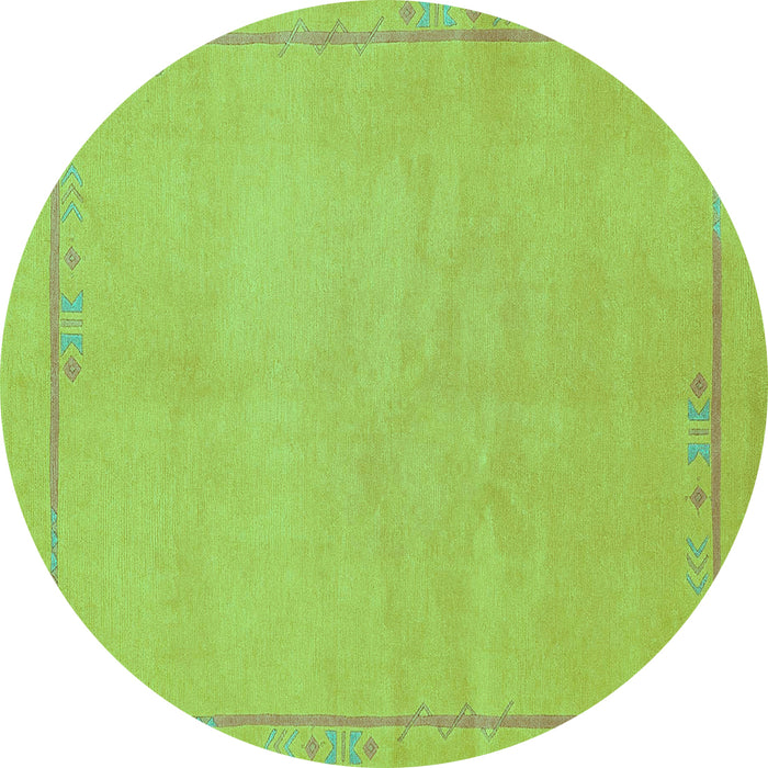 Round Machine Washable Abstract Turquoise Modern Area Rugs, wshabs3151turq