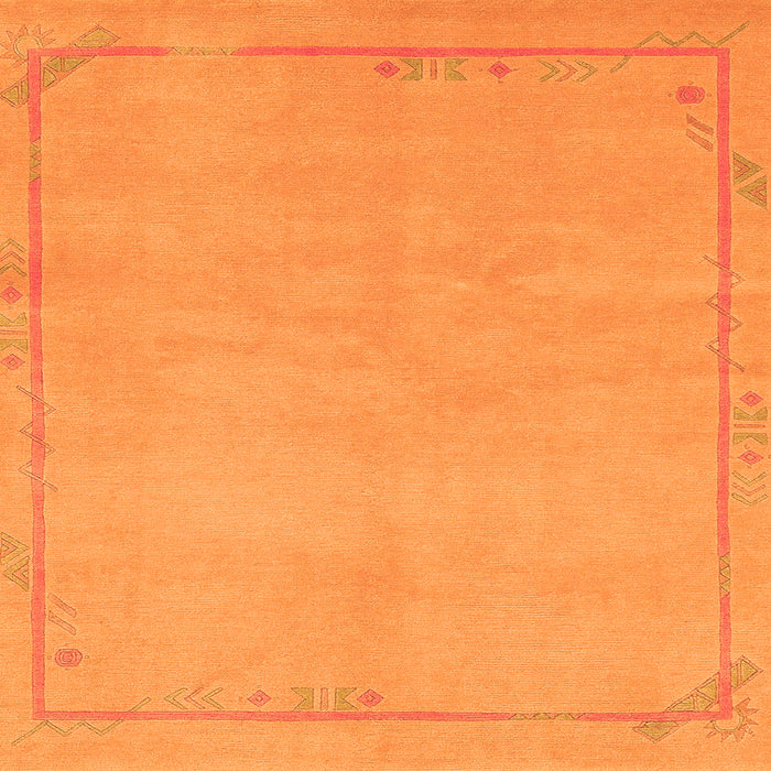 Square Machine Washable Abstract Orange Modern Area Rugs, wshabs3151org