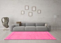 Machine Washable Abstract Pink Modern Rug, wshabs3151pnk