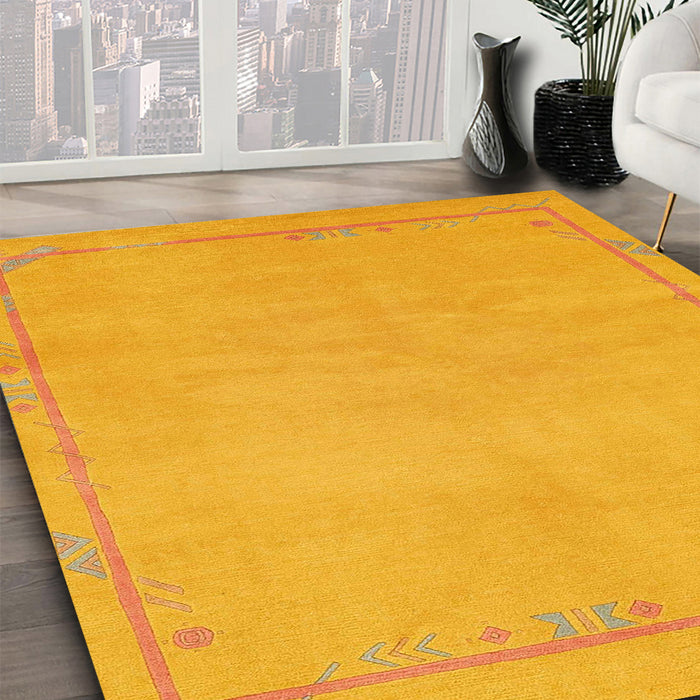 Machine Washable Abstract Orange Rug in a Family Room, wshabs3151