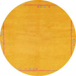 Round Abstract Orange Modern Rug, abs3151