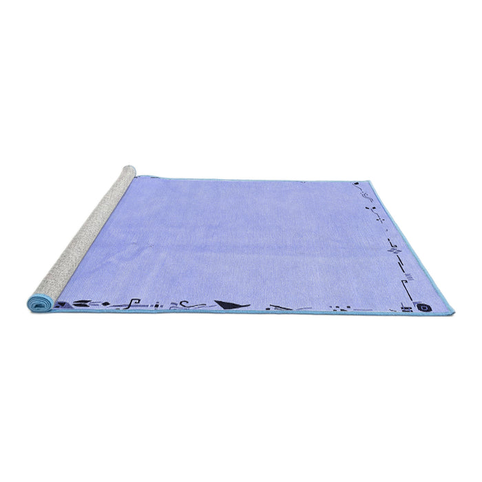 Sideview of Machine Washable Solid Blue Modern Rug, wshabs3152blu