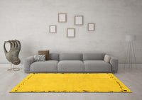 Machine Washable Solid Yellow Modern Rug, wshabs3152yw