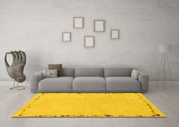 Machine Washable Solid Yellow Modern Rug in a Living Room, wshabs3152yw