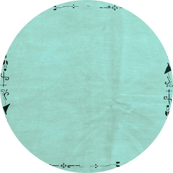 Round Solid Light Blue Modern Rug, abs3152lblu