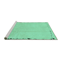 Sideview of Machine Washable Solid Turquoise Modern Area Rugs, wshabs3152turq