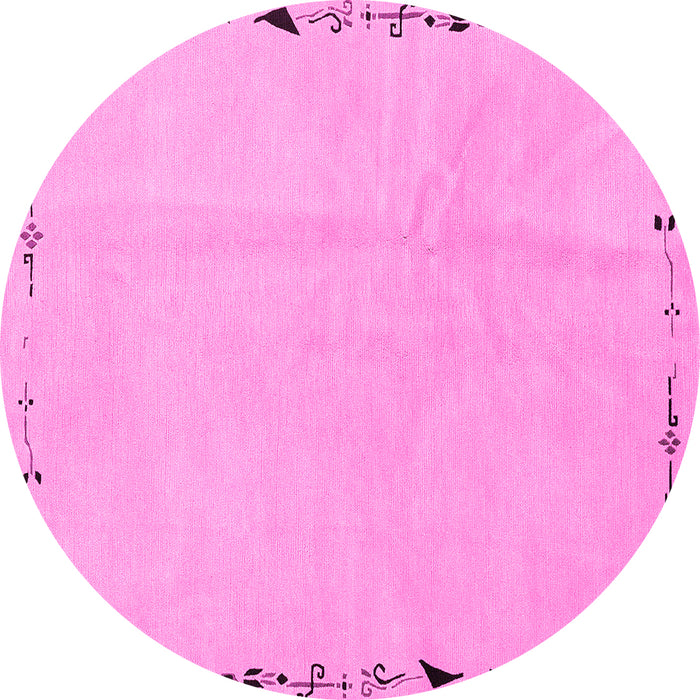 Round Solid Pink Modern Rug, abs3152pnk