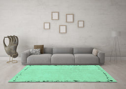 Machine Washable Solid Turquoise Modern Area Rugs in a Living Room,, wshabs3152turq
