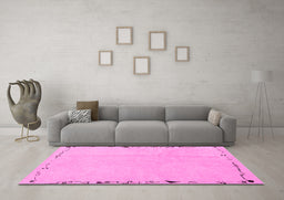 Machine Washable Solid Pink Modern Rug in a Living Room, wshabs3152pnk