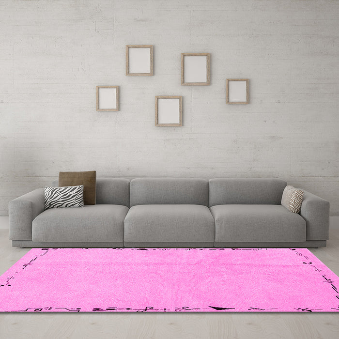 Machine Washable Solid Pink Modern Rug in a Living Room, wshabs3152pnk