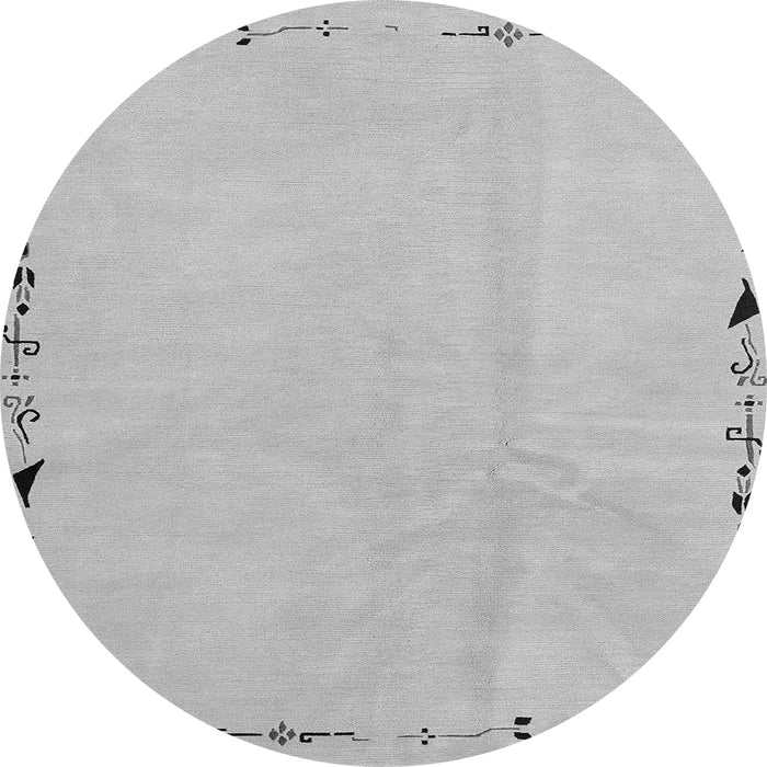 Round Machine Washable Solid Gray Modern Rug, wshabs3152gry