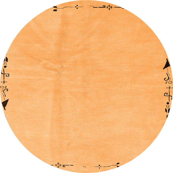 Round Machine Washable Solid Orange Modern Area Rugs, wshabs3152org