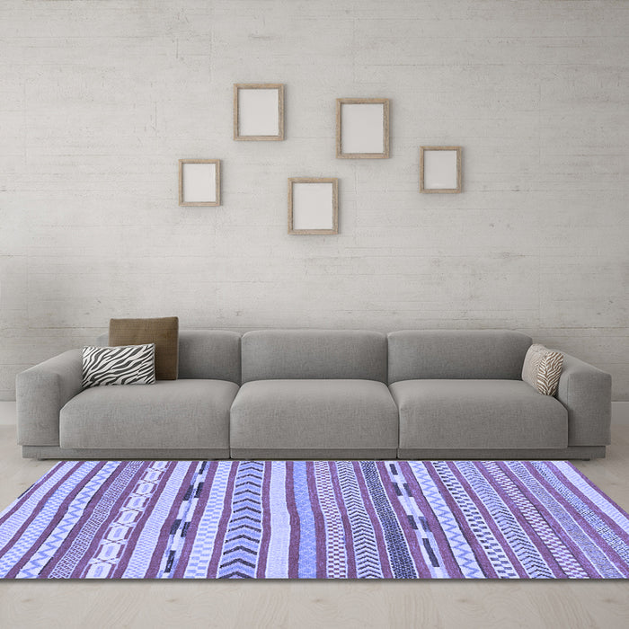 Machine Washable Abstract Blue Modern Rug in a Living Room, wshabs3153blu