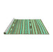 Sideview of Machine Washable Abstract Turquoise Modern Area Rugs, wshabs3153turq