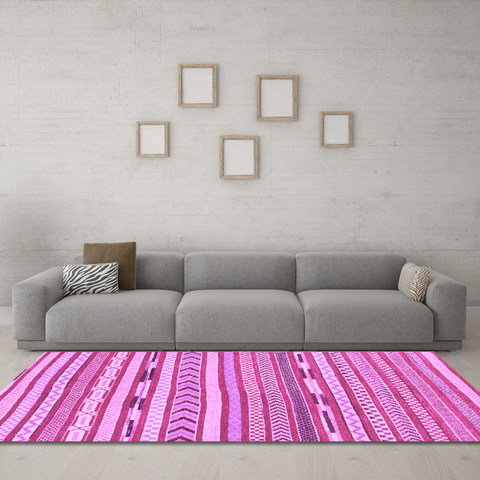 Machine Washable Abstract Purple Modern Area Rugs in a Living Room, wshabs3153pur