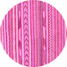 Round Machine Washable Abstract Pink Modern Rug, wshabs3153pnk