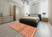 Machine Washable Abstract Fire Red Rug in a Bedroom, wshabs3153