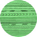 Round Abstract Emerald Green Modern Rug, abs3153emgrn