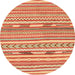 Round Machine Washable Abstract Fire Red Rug, wshabs3153