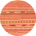 Round Machine Washable Abstract Orange Modern Area Rugs, wshabs3153org