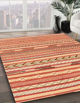 Machine Washable Abstract Fire Red Rug in a Family Room, wshabs3153